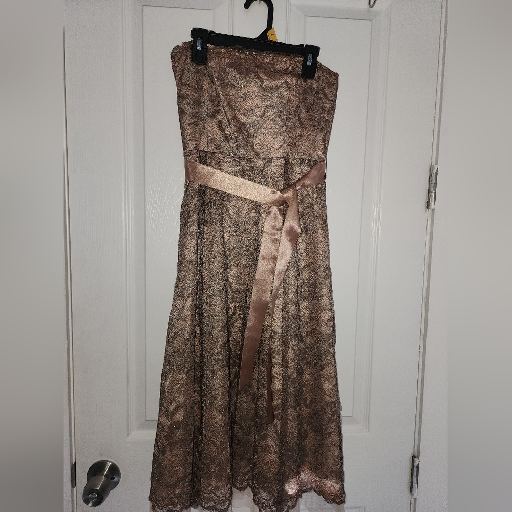 BCBGMAXAZRIA, size 0, lace, metallic, strapless